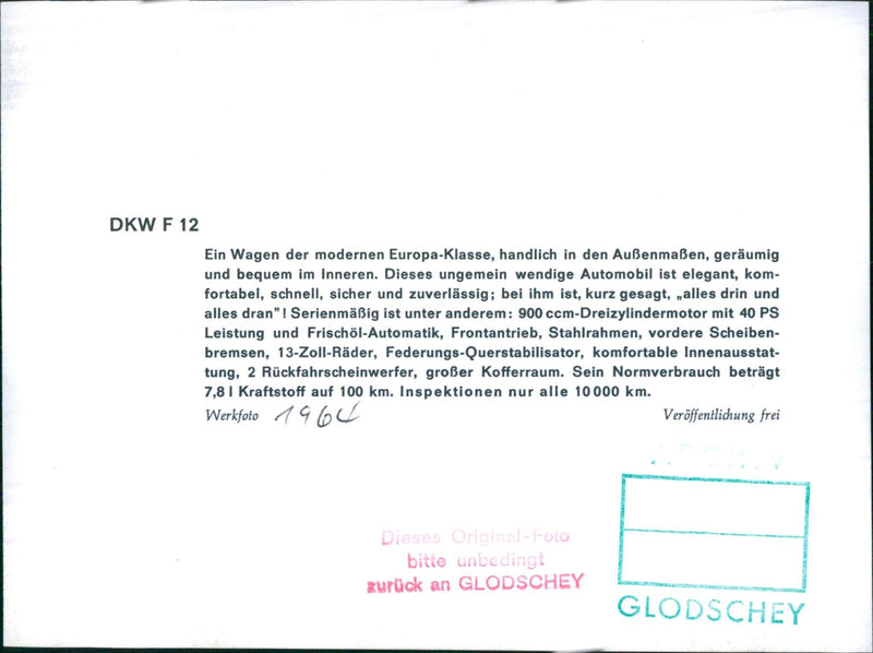 1964 DKW F 12 - Vintage Photograph