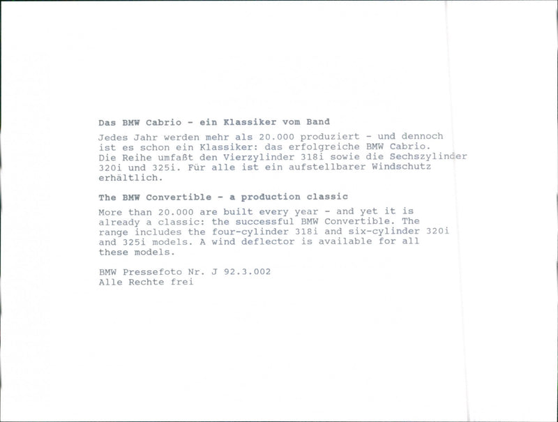 1992 BMW Convertible - Vintage Photograph