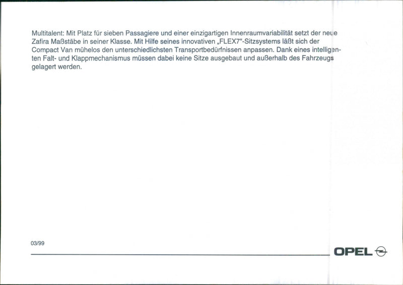 1999 Opel Zafira - Vintage Photograph