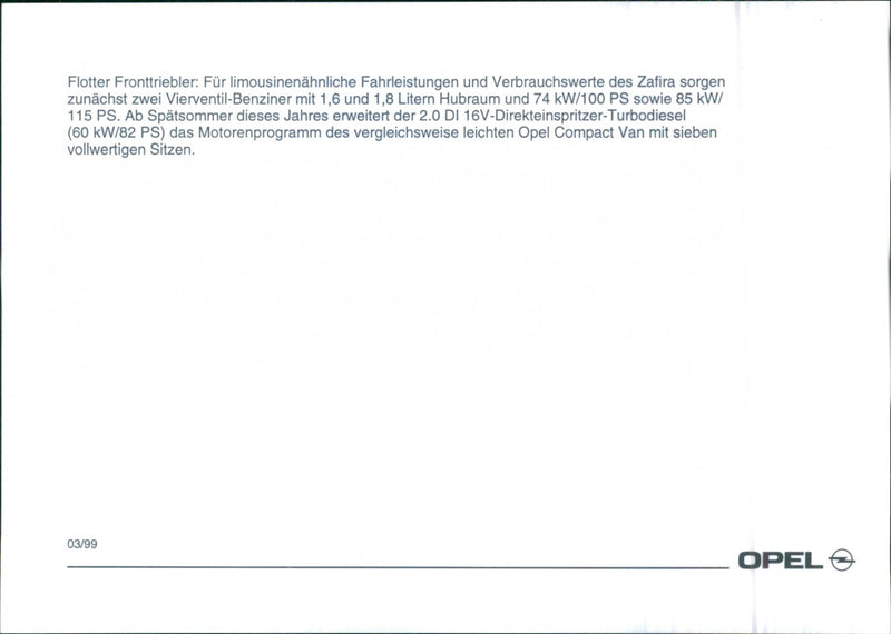 1999 Opel Zafira - Vintage Photograph