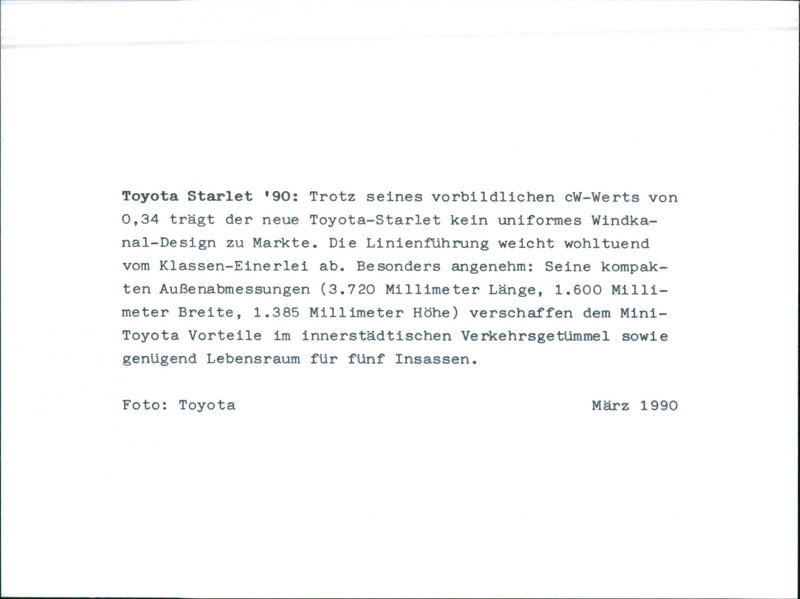 Toyota Starlet 90 - Vintage Photograph