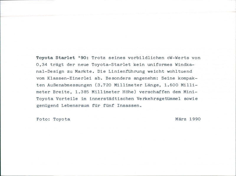 Toyota Starlet 90 - Vintage Photograph