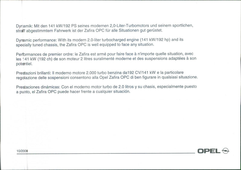 2.0-liter Turbocharged Engine of Opel Zafira 2001 - Vintage Photograph