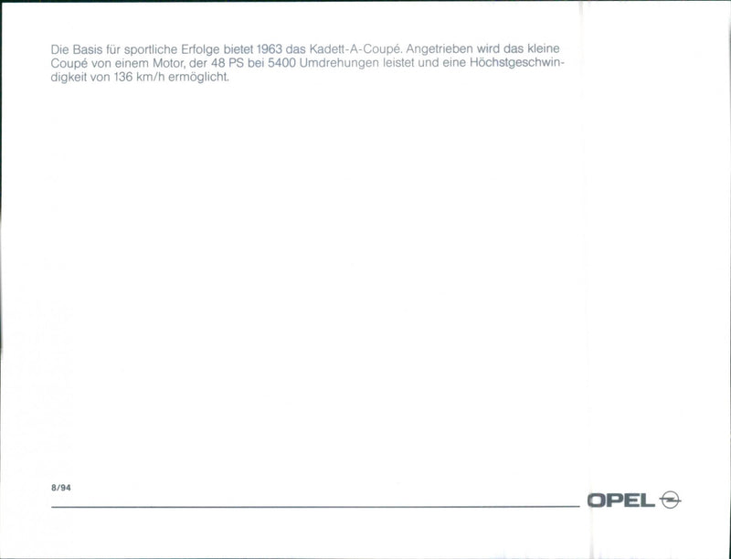 1963 Opel Kadett-A Coupe - Vintage Photograph