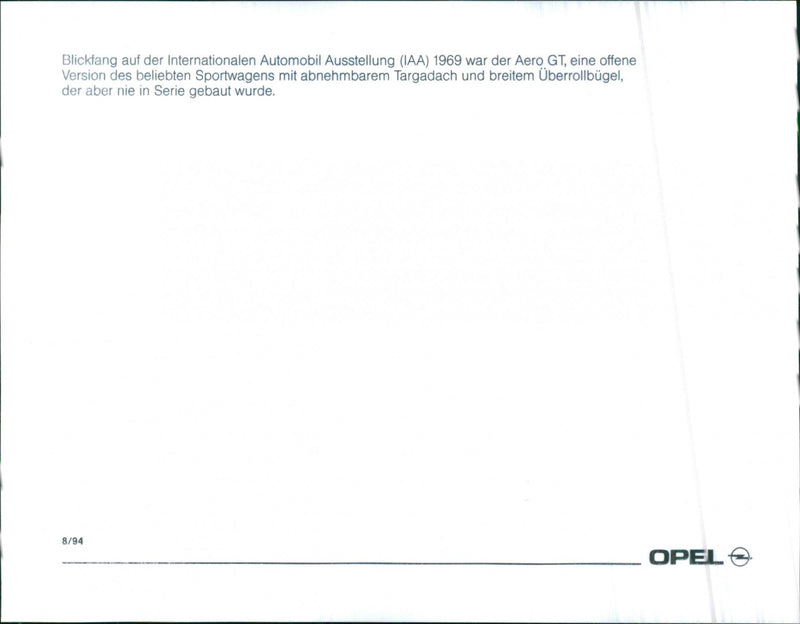 1969 Opel Aero GT - Vintage Photograph