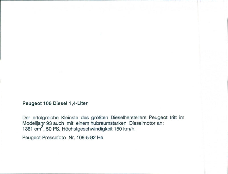 Peugeot 106 Diesel 1.4-litre - Vintage Photograph