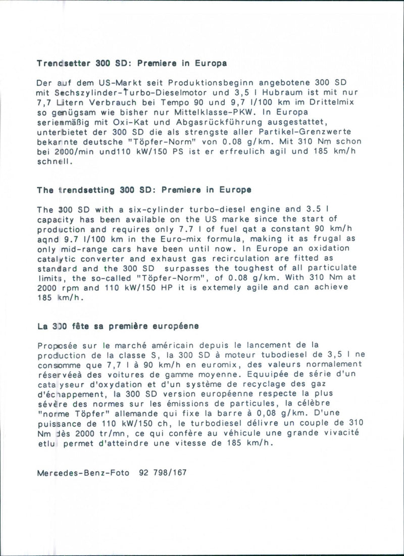 Mercedes Benz 300 SD - Vintage Photograph