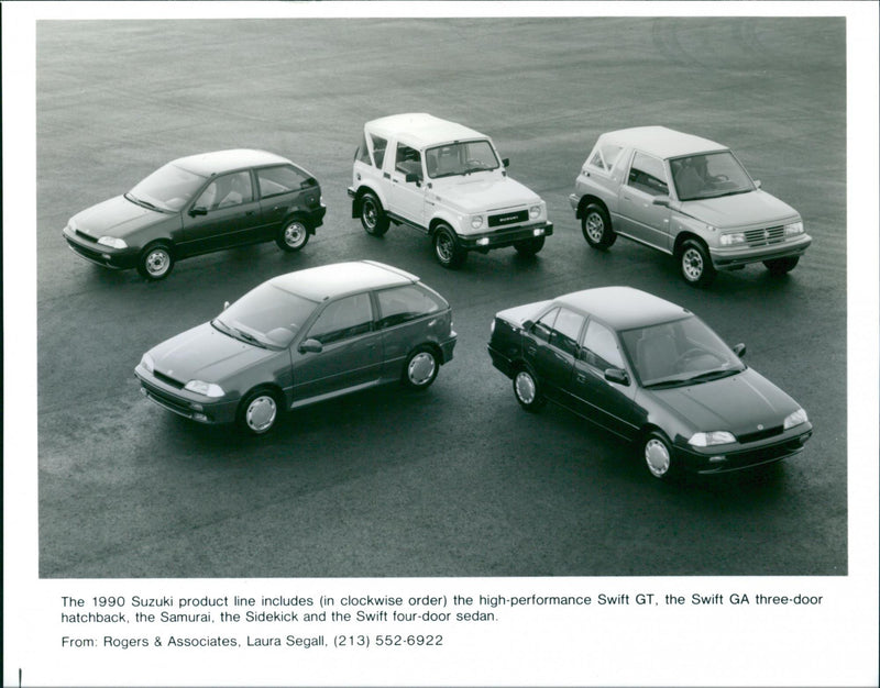 1990 Suzuki Swift GT, Swift GA, Samurai, Sidekick and the Swift. - Vintage Photograph