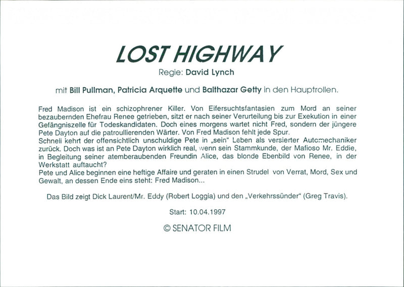 Robert Loggia and Greg Travis in "Lost Highway" - Vintage Photograph