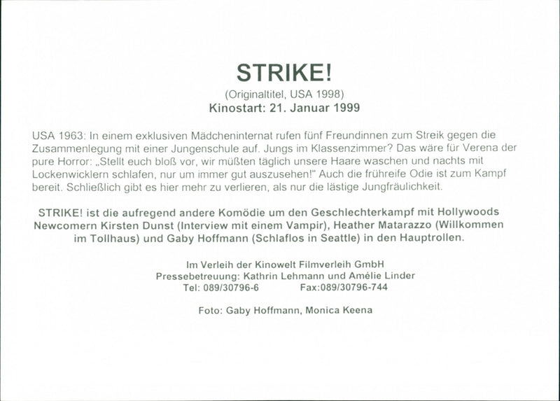 Gaby Hoffman and Monica Keena in "Strike!" - Vintage Photograph