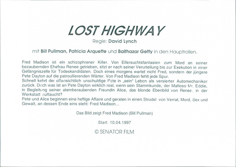 Bill Pullman in „Lost Highway“ - Vintage Photograph