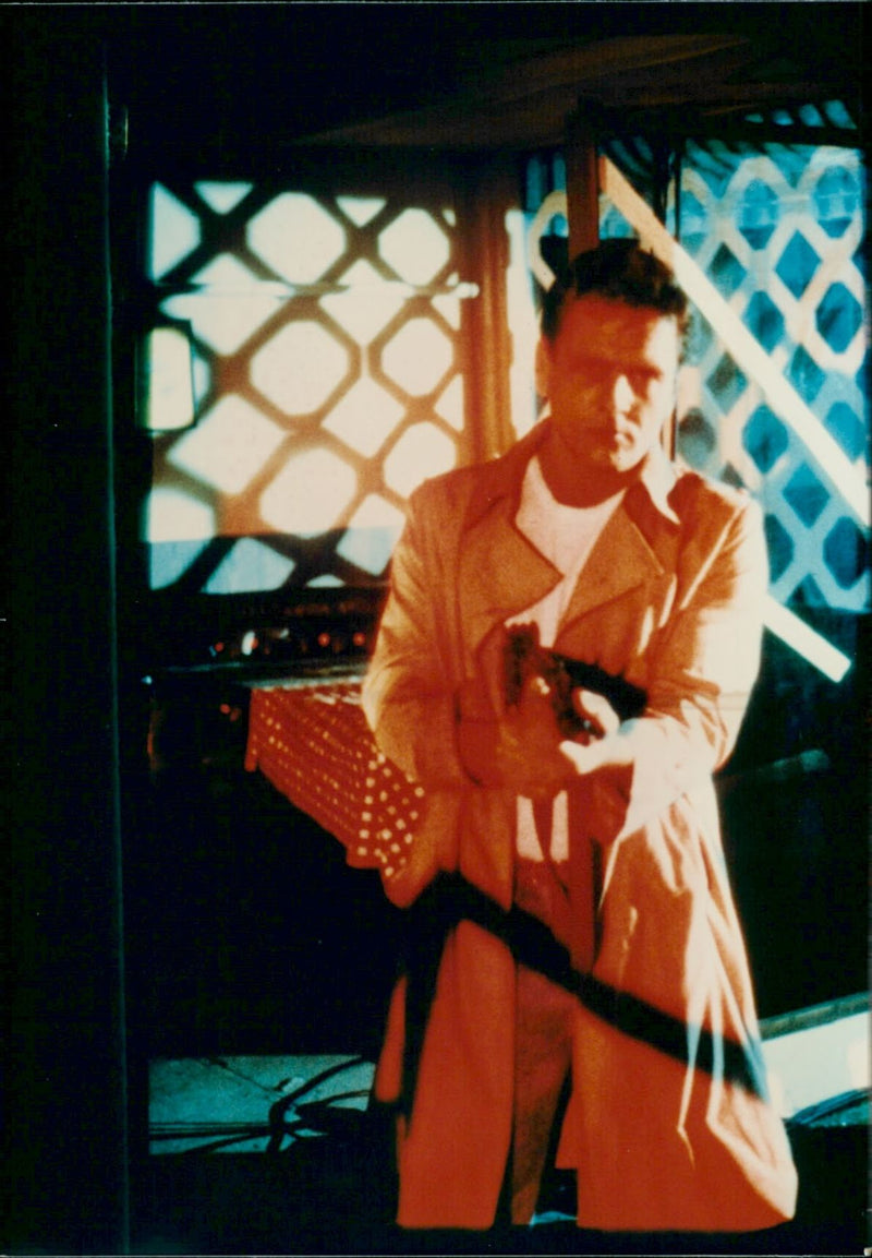 Gunman with a machine gun - Vintage Photograph