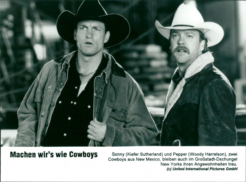 Woody Harrelson & Kiefer Sutherland in "Let's Do It Like Cowboys" - Vintage Photograph