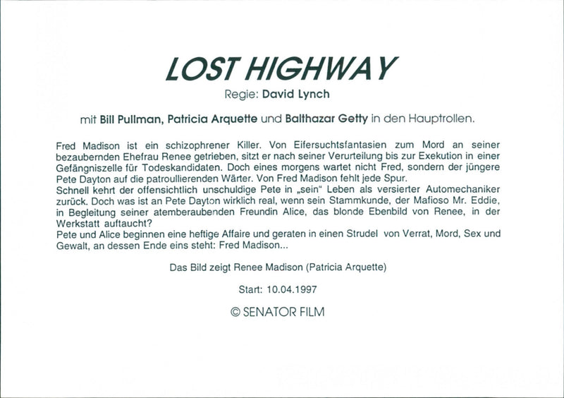 Patricia Arquette in „Lost Highway“ - Vintage Photograph