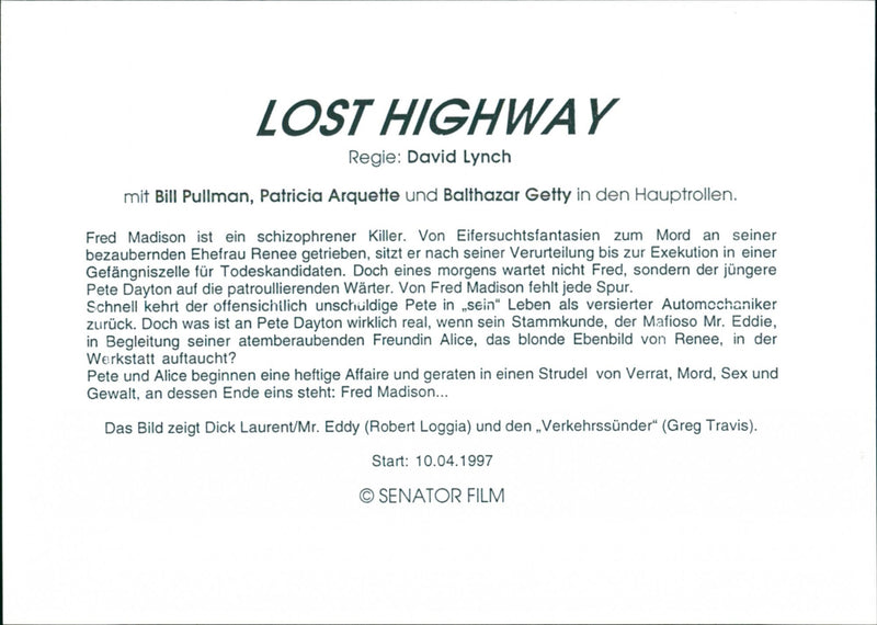 Robert Loggia in "Lost Highway" - Vintage Photograph