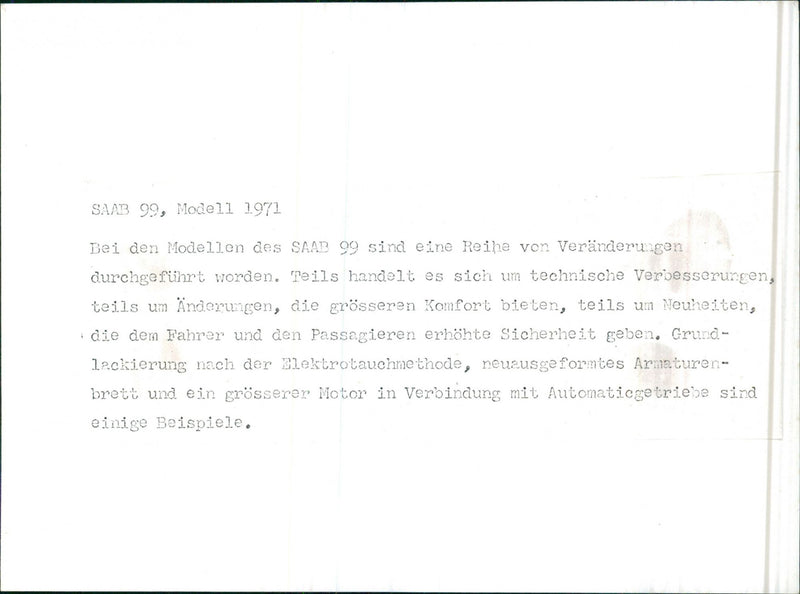 SAAB 99, model 1971 - Vintage Photograph