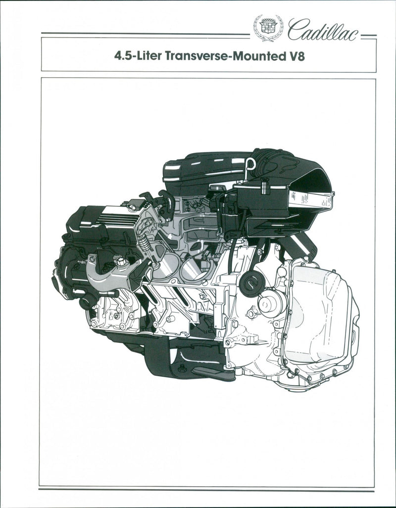 Cadillac 4.5 liter transverse mounted V8 engine - Vintage Photograph