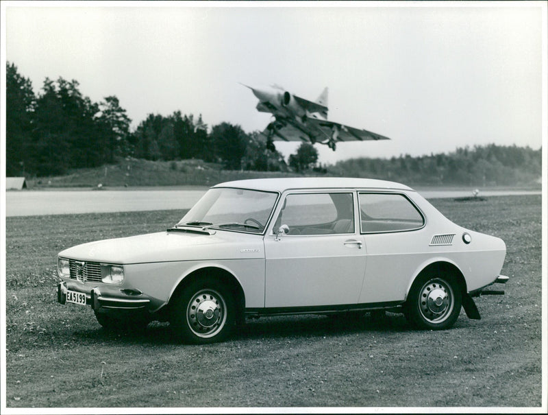 SAAB 37 viggen UDF-2 and Saab 99 - Vintage Photograph