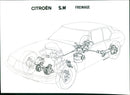 Technical drawing of 1970 Citroen SM brake system - Vintage Photograph