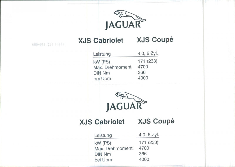 Jaguar XJS Cabriolet and XJS Coupe, 1995 - Vintage Photograph