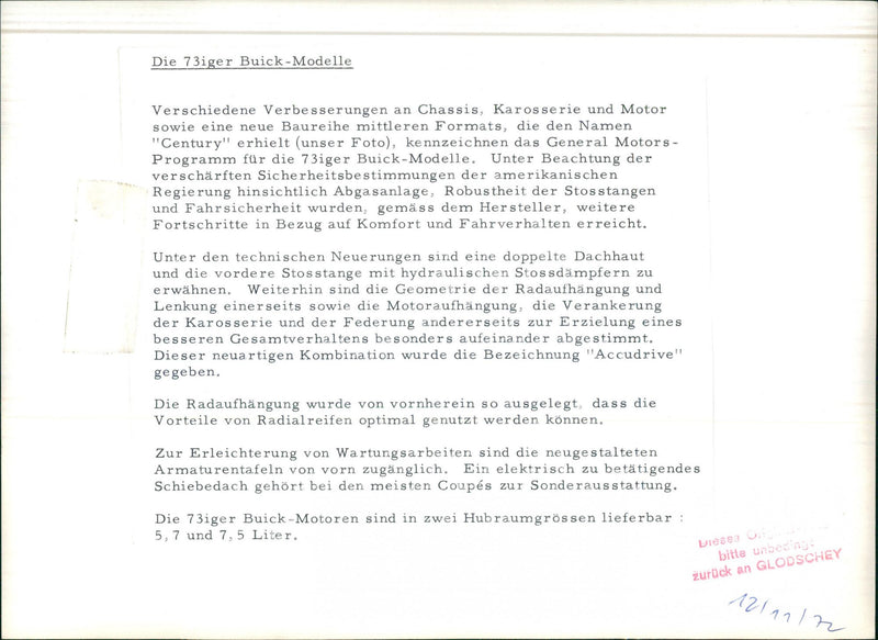 The 73er Buick models - Vintage Photograph