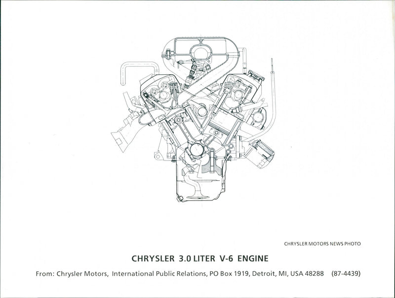 Chrysler 3.0 Liter V-6 Engine - Vintage Photograph