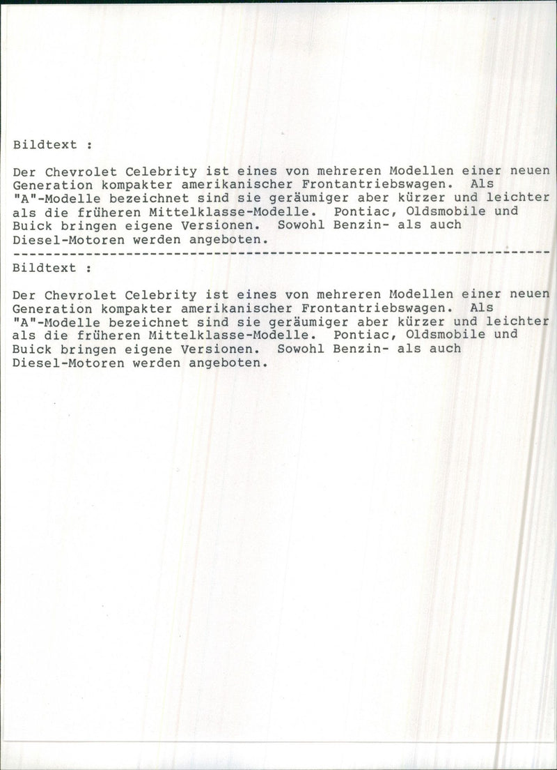 Chevrolet Celebrity - Vintage Photograph