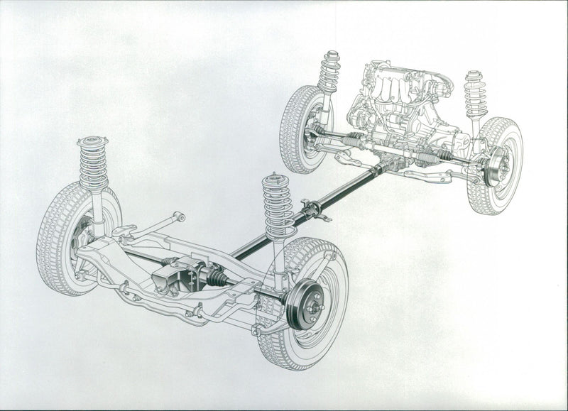 Illustration of the Suspension of Daihatsu Charade 1988 - Vintage Photograph
