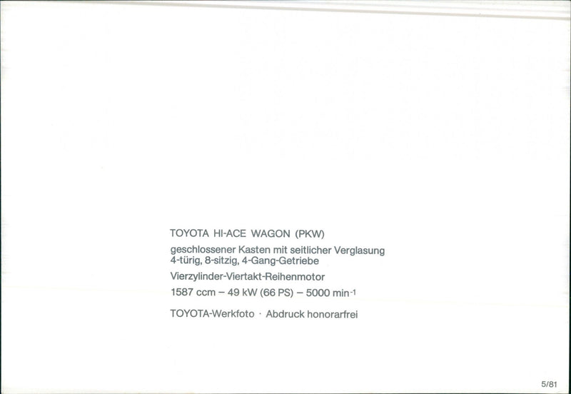 TOYOTA HI-ACE WAGON (car) - Vintage Photograph