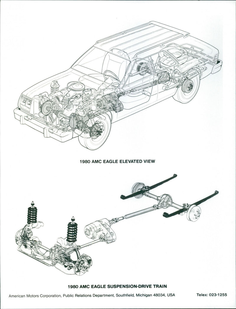 1980 AMC Eagle Elevated view and suspension drive train - Vintage Photograph