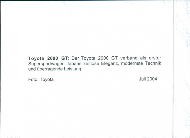 Toyota 2000GT - Vintage Photograph