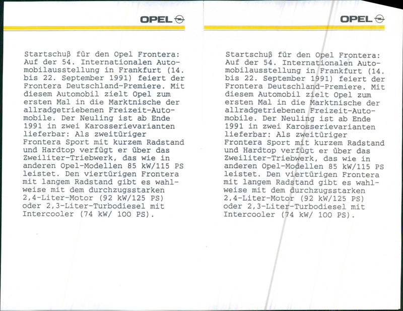 Opel Calibra Frontera - Vintage Photograph