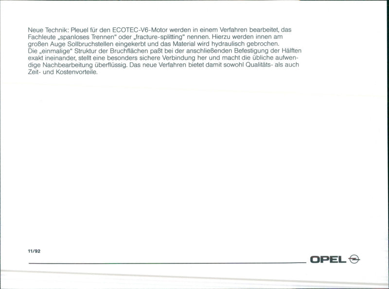 Opel ECOTEC V6 Engine - Vintage Photograph