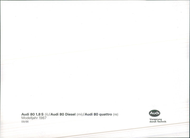 1987 Audi 80 1.8 S (left) / Audi 80 Diesel (mi) / Audi 80 quattro (right) - Vintage Photograph