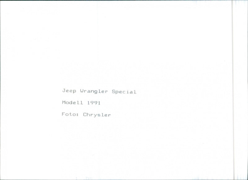1991 Jeep Wrangler Special - Vintage Photograph