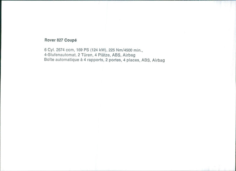 Rover 827 Coupé - Vintage Photograph