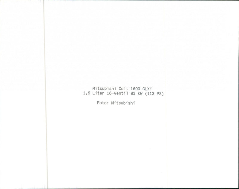 Mitsubishi Colt 1600 GLXi - Vintage Photograph