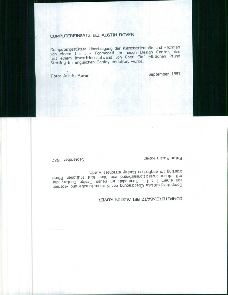 Austin Rover, 1987, Use of Computers - Vintage Photograph