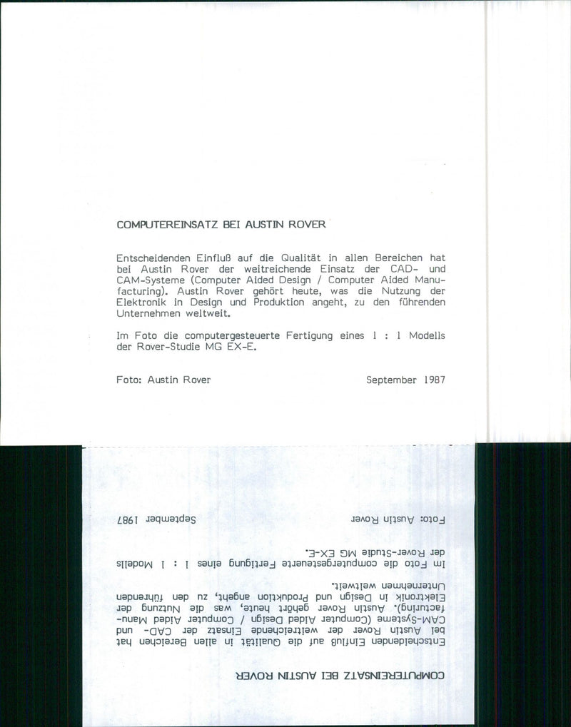 Austin Rover, 1987, Use of Computers - Vintage Photograph