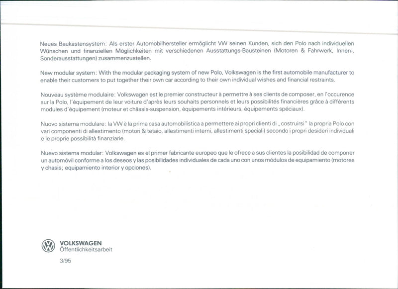 VW Polo - Vintage Photograph