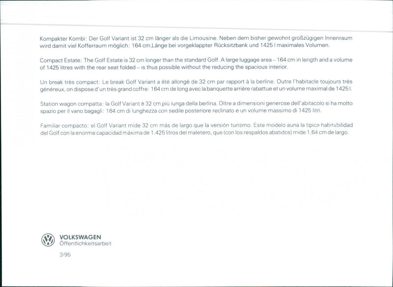 VW Golf Estate - Vintage Photograph