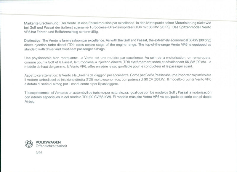 VW Vento - Vintage Photograph