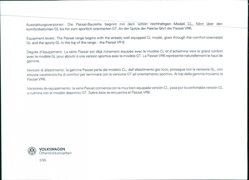 VW Passat GL - Vintage Photograph