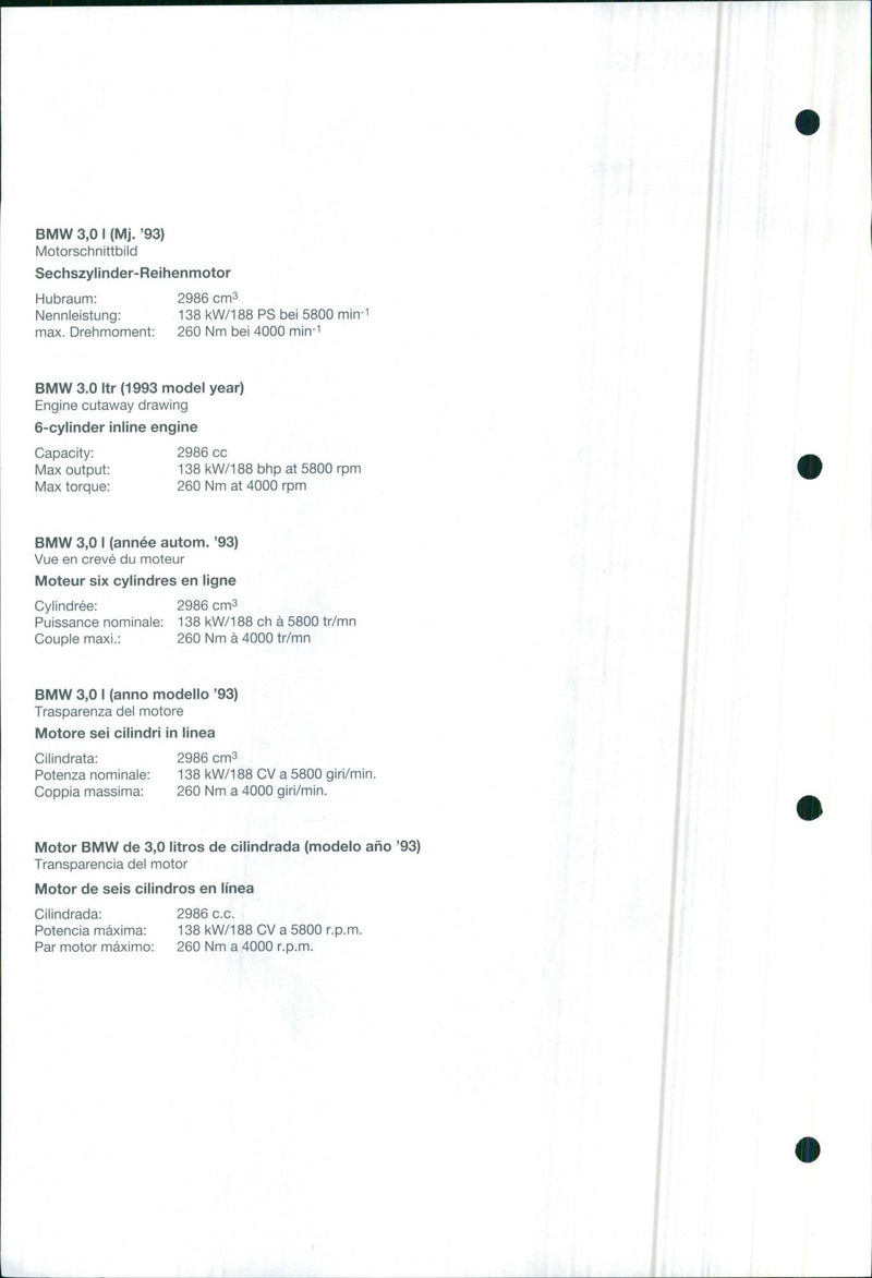 1993 BMW 3.0 ltr - Vintage Photograph