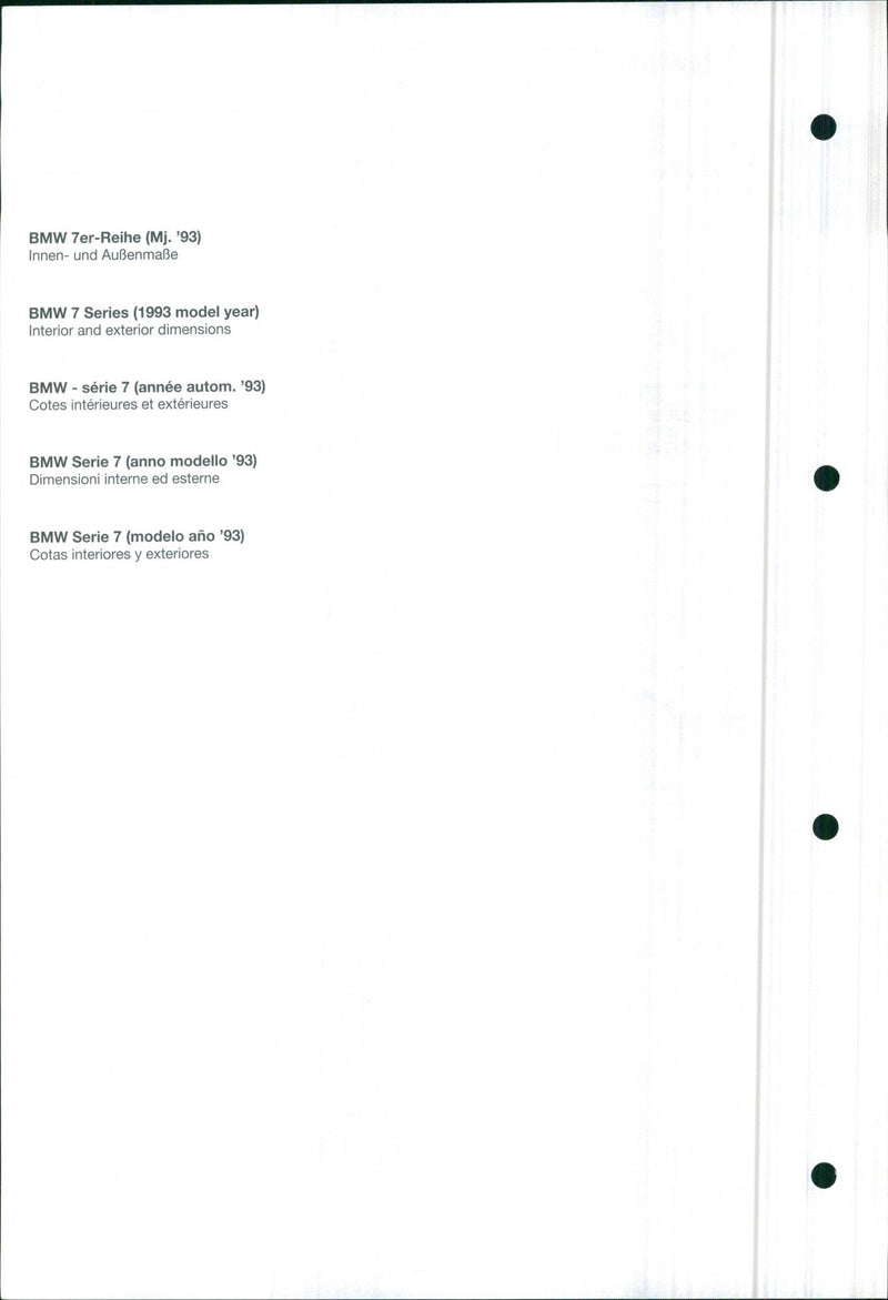 1993 BMW 7 Series dimensions - Vintage Photograph