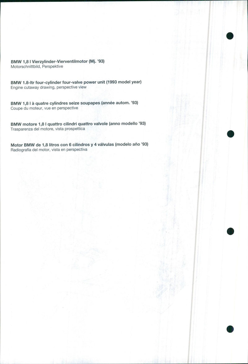1993 BMW 1.8-Liter engine cutaway drawing - Vintage Photograph