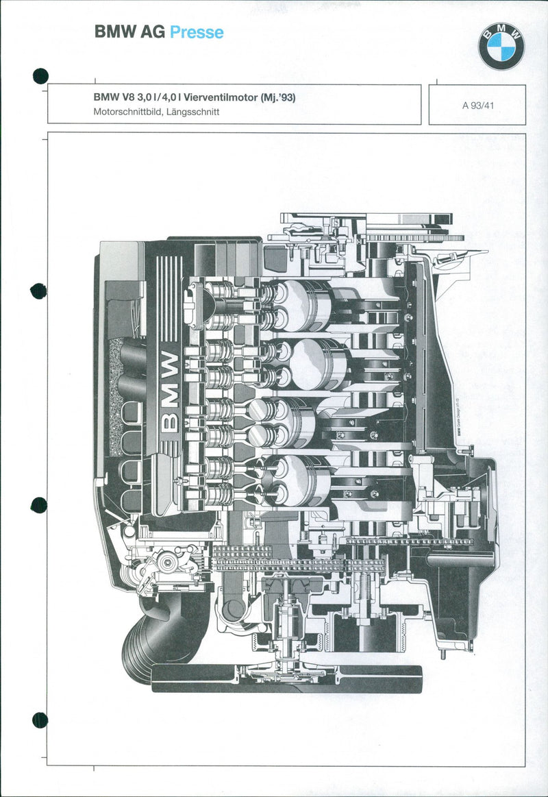 BMW V 8 3.0 / BMW V 8 4.0-Liter four-valve engine - Vintage Photograph