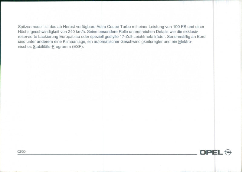 2000 Astra Coupe Turbo - Vintage Photograph