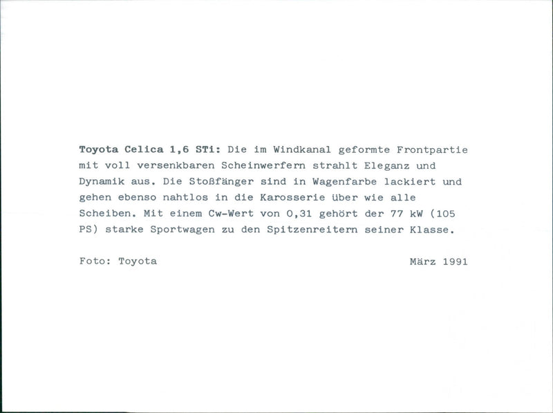 1991 Toyota Celica 1.6 STi - Vintage Photograph