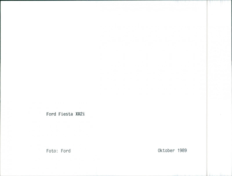 1989 Ford Fiesta XR2i - Vintage Photograph